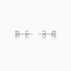Sterling Silver Bezel Set Cubic Zirconia Stud Earrings