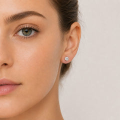 Sterling Silver Bezel Set Cubic Zirconia Stud Earrings