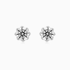 Sterling Silver Round Cut Cubic Zirconia Stud Earrings
