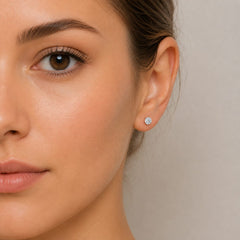 Sterling Silver Round Cut Cubic Zirconia Stud Earrings