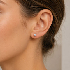 Sterling Silver Round Cut Cubic Zirconia Stud Earrings