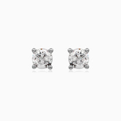 Sterling Silver Round Cubic Zirconia Stud Earrings