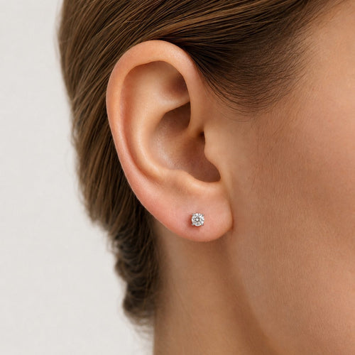 Sterling Silver Round Cubic Zirconia Stud Earrings