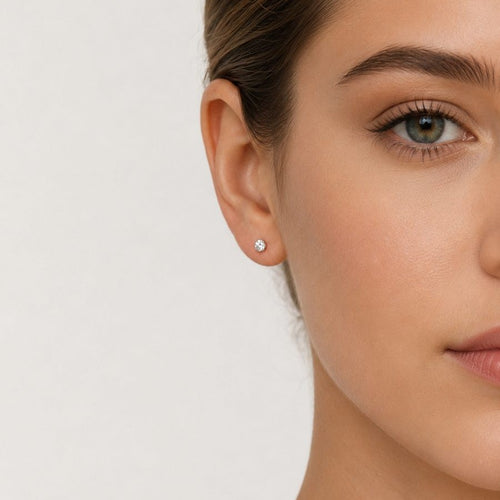 Sterling Silver Round Cubic Zirconia Stud Earrings