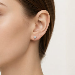 Sterling Silver Bezel Set Cubic Zirconia Stud Earrings