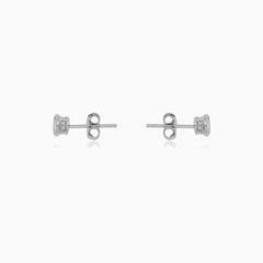Sterling Silver Bezel Set Cubic Zirconia Stud Earrings