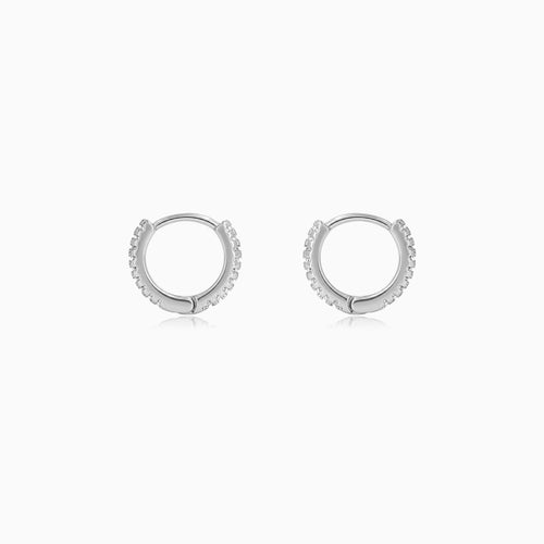 Sterling Silver Pavé Hoop Earrings