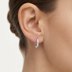 Sterling Silver Pavé Hoop Earrings