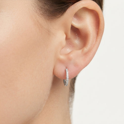 Sterling Silver Pavé Hoop Earrings