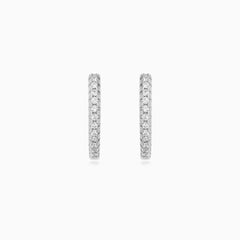 Sterling Silver Pavé Hoop Earrings