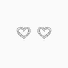 Sterling Silver Heart Cubic Zirconia Stud Earrings