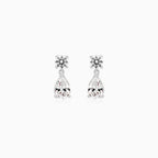 Sterling Silver Pear Zirconia Drop Earrings