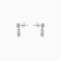 Sterling Silver Pear Zirconia Drop Earrings