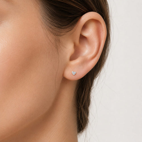 Sterling Silver Heart Stud Earrings