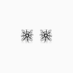 Sterling Silver Round Solitaire Stud Earrings
