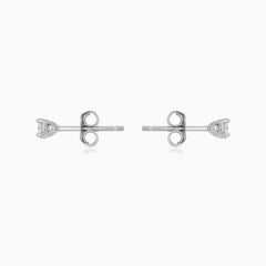 Sterling Silver Round Solitaire Stud Earrings