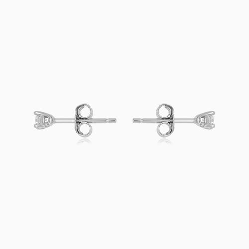 Sterling Silver Round Solitaire Stud Earrings