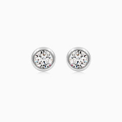 Sterling Silver Bezel Cubic Zirconia Stud Earrings
