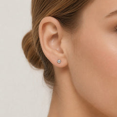 Sterling Silver Bezel Cubic Zirconia Stud Earrings