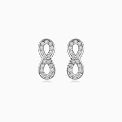 Sterling Silver Bezel-Set Infinity Stud Earrings