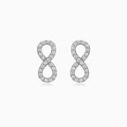 Sterling Silver Infinity Cubic Zirconia Stud Earrings