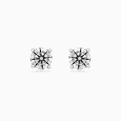 Sterling Silver Round Cubic Zirconia Solitaire Stud Earrings
