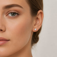 Sterling Silver Round Cubic Zirconia Solitaire Stud Earrings