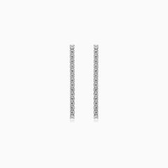 Sterling Silver Zirconia Bar Drop Earrings