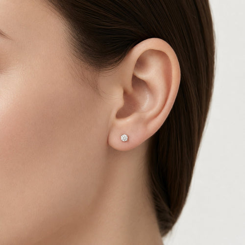 Sterling Silver Round Cubic Zirconia Stud Earrings