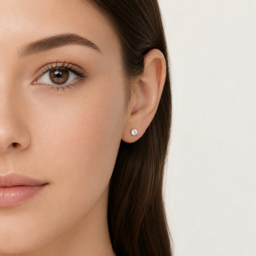 Sterling Silver Round Cubic Zirconia Stud Earrings