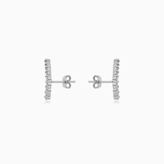 Sterling Silver Curved Cubic Zirconia Stud Earrings