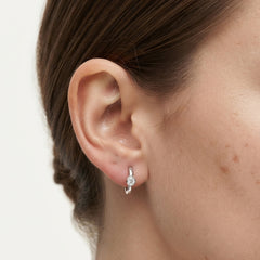 Sterling Silver Bezel Set Hoop Earrings