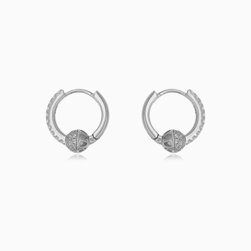 Sterling Silver Pavé Circle Huggie Earrings