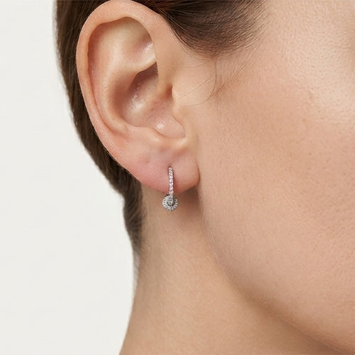 Sterling Silver Pavé Circle Huggie Earrings
