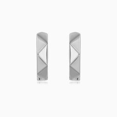 Sterling Silver Geometric Huggie Earrings