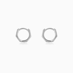 Sterling Silver Geometric Huggie Earrings
