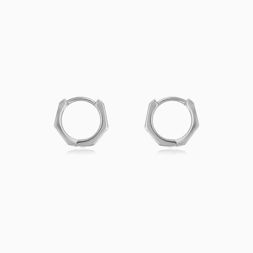 Sterling Silver Geometric Huggie Earrings