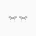 Sterling Silver Cubic Zirconia Bow Stud Earrings