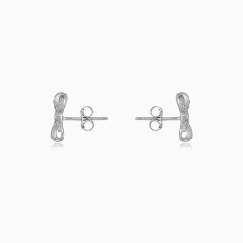 Sterling Silver Cubic Zirconia Bow Stud Earrings