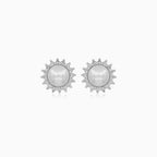 Sterling Silver Pearl Halo Stud Earrings