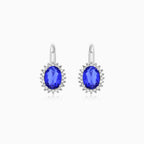 Oval Sapphire Drop Earrings in Sterling Silver