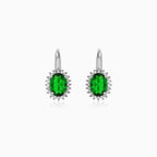 Sterling Silver Emerald Halo Earrings
