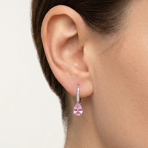 Sterling Silver Pink Quartz Drop Earrings