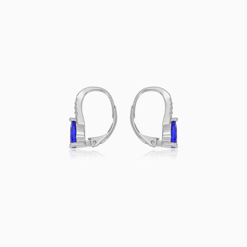 Sterling Silver Pear Sapphire Drop Earrings