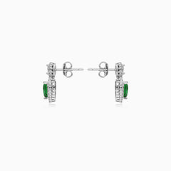 Sterling Silver Emerald Heart Dangling Earrings