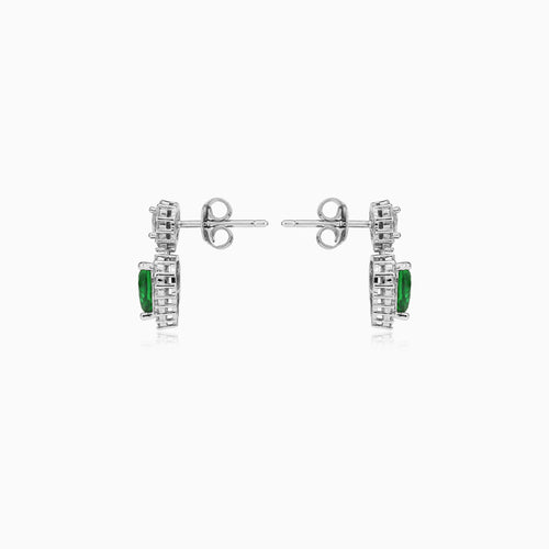 Sterling Silver Emerald Heart Dangling Earrings
