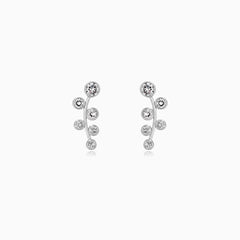 Sterling Silver Curved CZ Stud Earrings