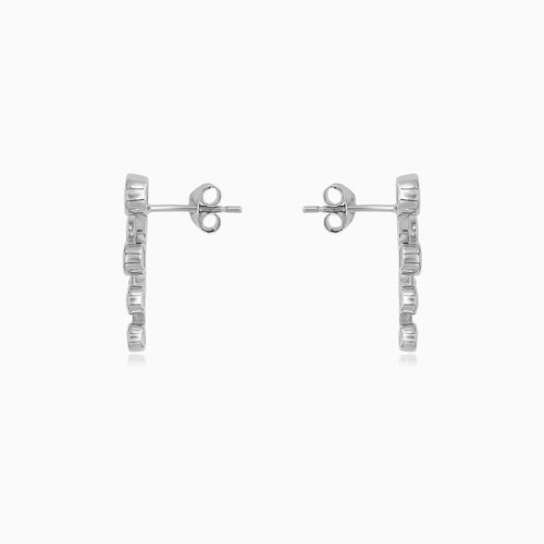 Sterling Silver Curved CZ Stud Earrings