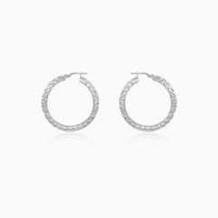 Sterling Silver Hoops with a Faceted Pattern