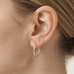 Sterling Silver Hoops with a Faceted Pattern